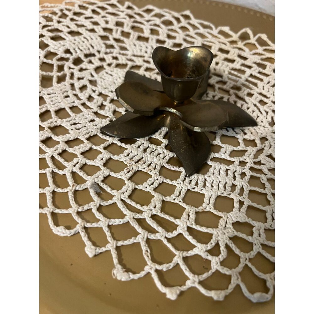 Vintage Brass Rose Candlestick holder